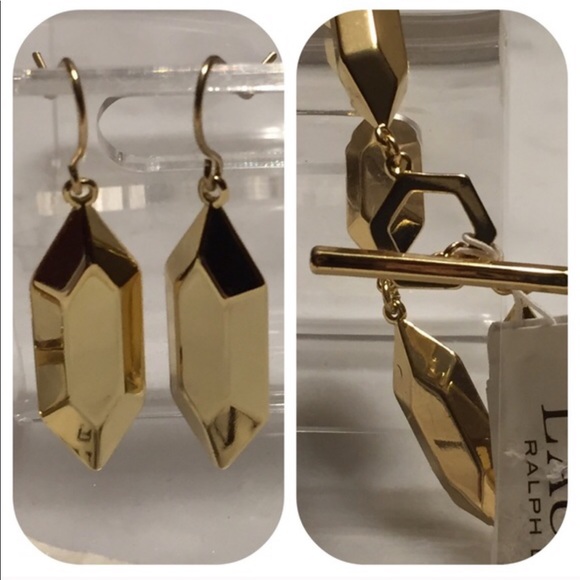 Ralph Lauren Toggle Gold Tone Bracelet & Earrings - Picture 2 of 4